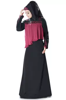 MyBatua Multicolor Polyester Arabian Style Islamic Wear For Women Muslim Abaya With Hijab