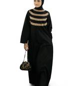 MyBatua Black Cotton Arabian Style Islamic Wear For Women Muslim Abaya With Hijab