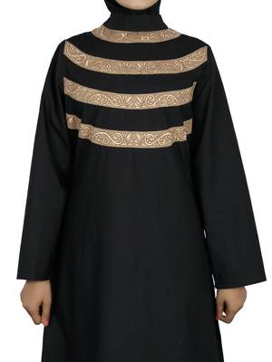 MyBatua Black Cotton Arabian Style Islamic Wear For Women Muslim Abaya With Hijab 2