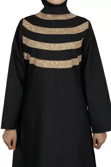 MyBatua Black Cotton Arabian Style Islamic Wear For Women Muslim Abaya With Hijab