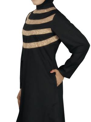 MyBatua Black Cotton Arabian Style Islamic Wear For Women Muslim Abaya With Hijab 4