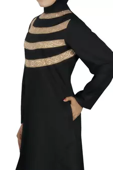 MyBatua Black Cotton Arabian Style Islamic Wear For Women Muslim Abaya With Hijab