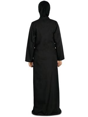 MyBatua Black Cotton Arabian Style Islamic Wear For Women Muslim Abaya With Hijab 5
