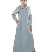 MyBatua Blue Chambray Arabian Style Islamic Wear For Women Muslim Abaya With Hijab
