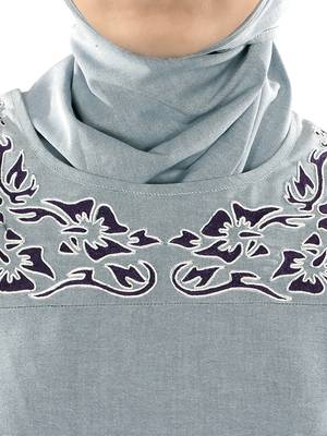 MyBatua Blue Chambray Arabian Style Islamic Wear For Women Muslim Abaya With Hijab 2