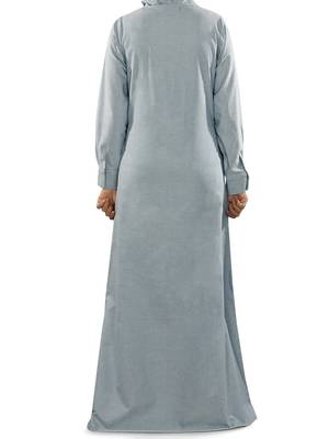 MyBatua Blue Chambray Arabian Style Islamic Wear For Women Muslim Abaya With Hijab 4