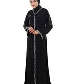 MyBatua Black Polyester Arabian Style Islamic Wear For Women Muslim Abaya With Hijab
