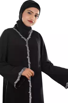 MyBatua Black Polyester Arabian Style Islamic Wear For Women Muslim Abaya With Hijab