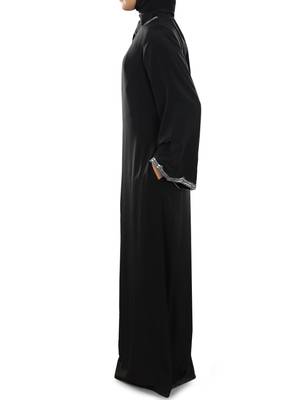 MyBatua Black Polyester Arabian Style Islamic Wear For Women Muslim Abaya With Hijab 3
