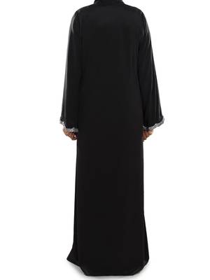 MyBatua Black Polyester Arabian Style Islamic Wear For Women Muslim Abaya With Hijab 4