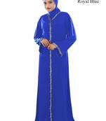 MyBatua Blue Polyester Arabian Style Islamic Wear For Women Muslim Abaya With Hijab