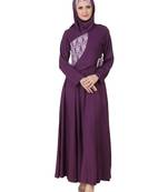 MyBatua Purple Viscose Arabian Style Islamic Wear For Women Muslim Abaya With Hijab