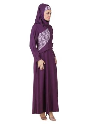 MyBatua Purple Viscose Arabian Style Islamic Wear For Women Muslim Abaya With Hijab 2
