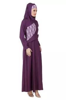 MyBatua Purple Viscose Arabian Style Islamic Wear For Women Muslim Abaya With Hijab