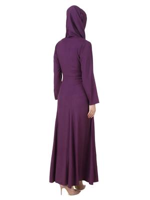 MyBatua Purple Viscose Arabian Style Islamic Wear For Women Muslim Abaya With Hijab 3