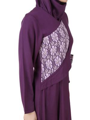 MyBatua Purple Viscose Arabian Style Islamic Wear For Women Muslim Abaya With Hijab 4