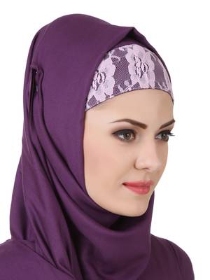MyBatua Purple Viscose Arabian Style Islamic Wear For Women Muslim Abaya With Hijab 5