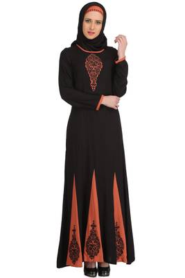 MyBatua Black Viscose Arabian Style Islamic Wear For Women Muslim Abaya With Hijab 1