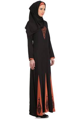 MyBatua Black Viscose Arabian Style Islamic Wear For Women Muslim Abaya With Hijab 2