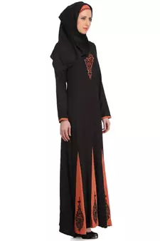 MyBatua Black Viscose Arabian Style Islamic Wear For Women Muslim Abaya With Hijab