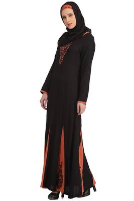 MyBatua Black Viscose Arabian Style Islamic Wear For Women Muslim Abaya With Hijab 3