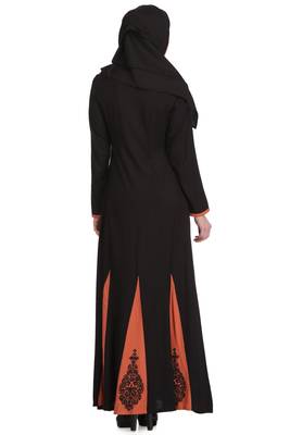 MyBatua Black Viscose Arabian Style Islamic Wear For Women Muslim Abaya With Hijab 4