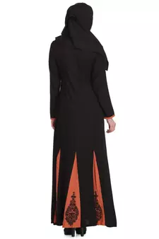 MyBatua Black Viscose Arabian Style Islamic Wear For Women Muslim Abaya With Hijab