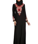 MyBatua Black Viscose Arabian Style Islamic Wear For Women Muslim Abaya With Hijab