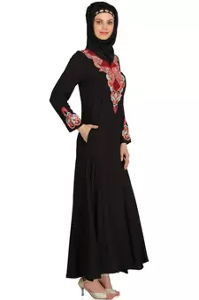 MyBatua Black Viscose Arabian Style Islamic Wear For Women Muslim Abaya With Hijab