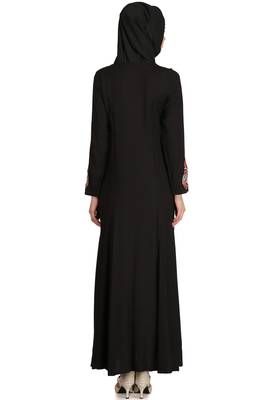 MyBatua Black Viscose Arabian Style Islamic Wear For Women Muslim Abaya With Hijab 3