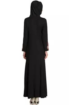 MyBatua Black Viscose Arabian Style Islamic Wear For Women Muslim Abaya With Hijab