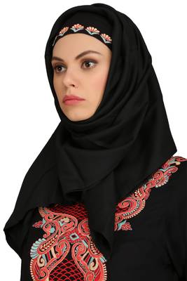 MyBatua Black Viscose Arabian Style Islamic Wear For Women Muslim Abaya With Hijab 5
