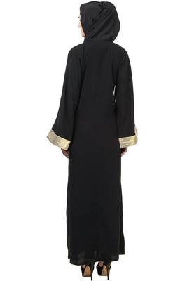 MyBatua Black Polyester Arabian Style Islamic Wear For Women Muslim Abaya With Hijab 2