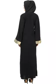 MyBatua Black Polyester Arabian Style Islamic Wear For Women Muslim Abaya With Hijab