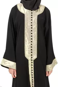 MyBatua Black Polyester Arabian Style Islamic Wear For Women Muslim Abaya With Hijab