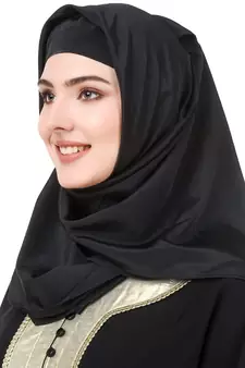 MyBatua Black Polyester Arabian Style Islamic Wear For Women Muslim Abaya With Hijab
