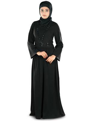 MyBatua Black Polyester Arabian Style Islamic Wear For Women Muslim Abaya With Hijab 1