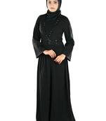 MyBatua Black Polyester Arabian Style Islamic Wear For Women Muslim Abaya With Hijab