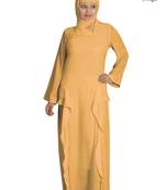 MyBatua Beige Polyester Arabian Style Islamic Wear For Women Muslim Abaya With Hijab