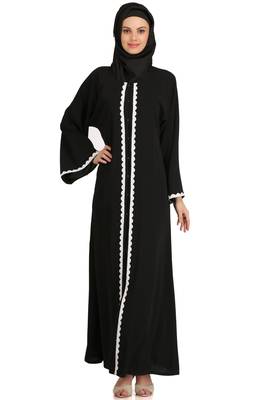 MyBatua Black Polyester Arabian Style Islamic Wear For Women Muslim Abaya With Hijab 1