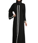 MyBatua Black Polyester Arabian Style Islamic Wear For Women Muslim Abaya With Hijab