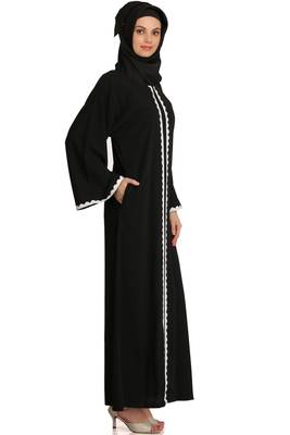 MyBatua Black Polyester Arabian Style Islamic Wear For Women Muslim Abaya With Hijab 2