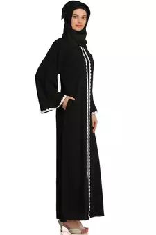 MyBatua Black Polyester Arabian Style Islamic Wear For Women Muslim Abaya With Hijab
