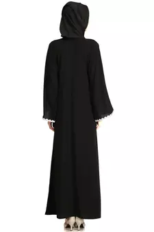 MyBatua Black Polyester Arabian Style Islamic Wear For Women Muslim Abaya With Hijab