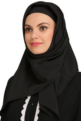 MyBatua Black Polyester Arabian Style Islamic Wear For Women Muslim Abaya With Hijab 4