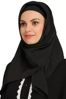 MyBatua Black Polyester Arabian Style Islamic Wear For Women Muslim Abaya With Hijab
