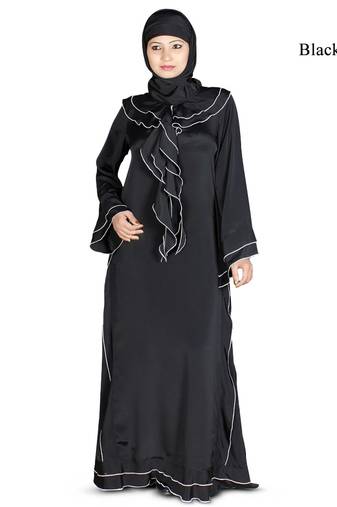 MyBatua Black Polyester Arabian Style Islamic Wear For Women Muslim Abaya With Hijab