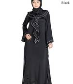 MyBatua Black Polyester Arabian Style Islamic Wear For Women Muslim Abaya With Hijab