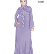 MyBatua Purple Polyester Arabian Style Islamic Wear For Women Muslim Abaya With Hijab