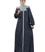 MyBatua Grey Denim Arabian Style Islamic Wear For Women Muslim Abaya With Hijab